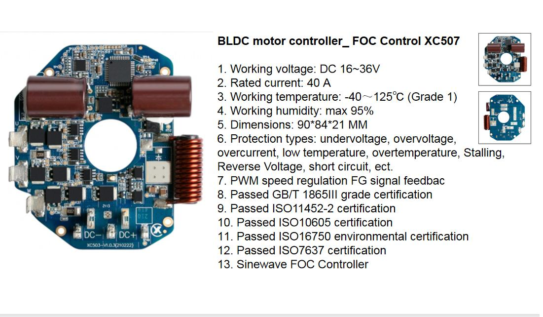 24V 960W BLDC Motor Controller for Vehicle HVAC, Model XC507
