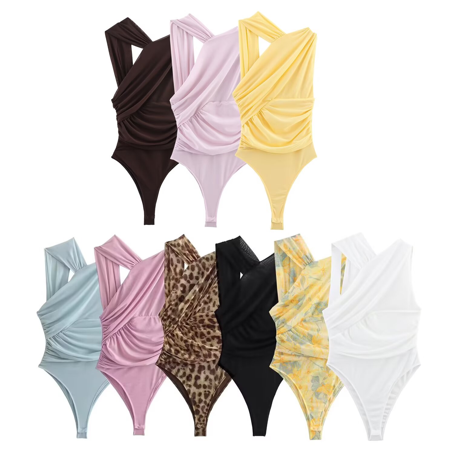 Комбинезон женский асимметричный из тюля летний