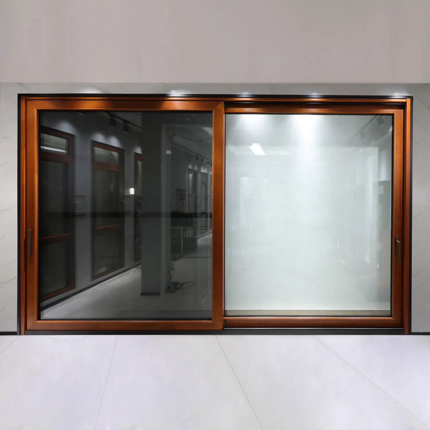 Modern Design Timber Clad Aluminum Doors Wooden Triple/ Double Glaze Sliding Door