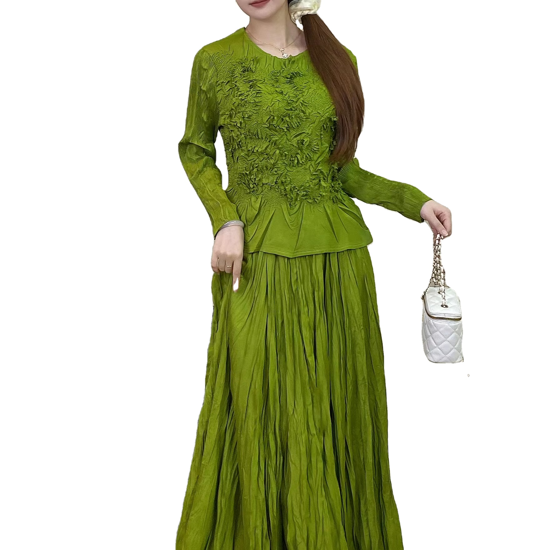 Комплект женский рубашка и юбка плиссированная нарядный