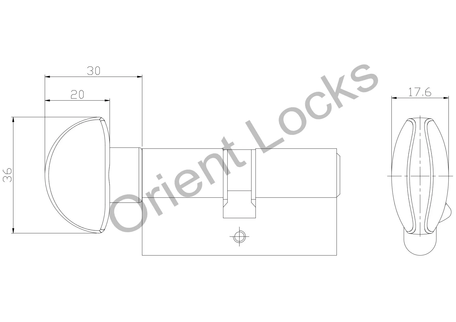 Euro Bathroom Cylinder Lock with Removable Knob Fan-Shaped