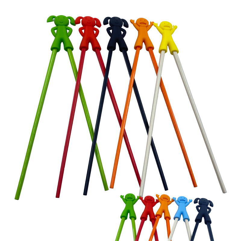 Wholesale OEM Cartoon Tableware Reusable FDA Colorful Silicone Chopsticks for Children