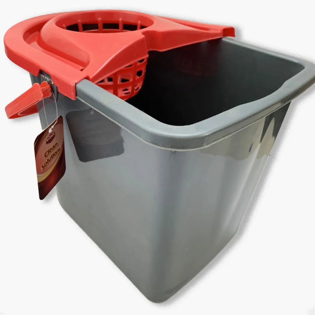 Quick Wring Bucket Floor Cleaning with Handle Plastic Floor Wringer Silver 14L Mop Bucket