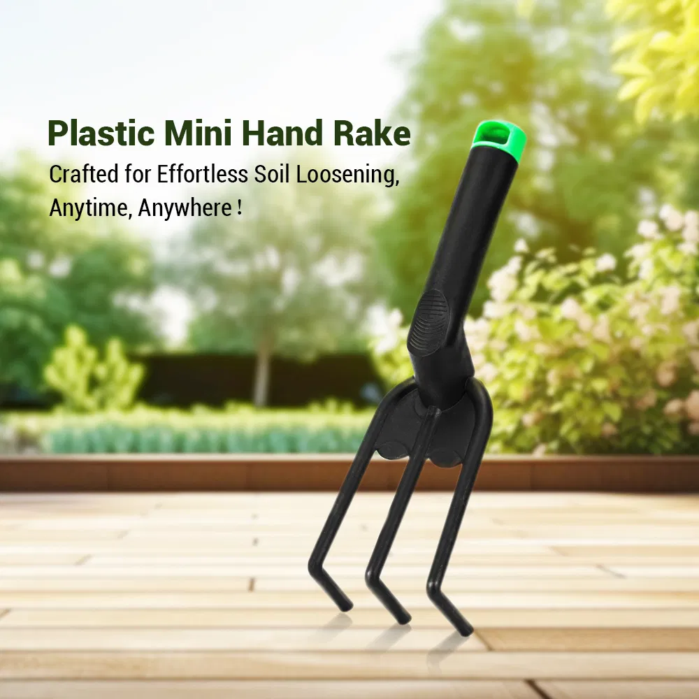 Plastic Gardening Tool Mini Manual Garden Rake 3-Tooth Rake for Soil Renovating