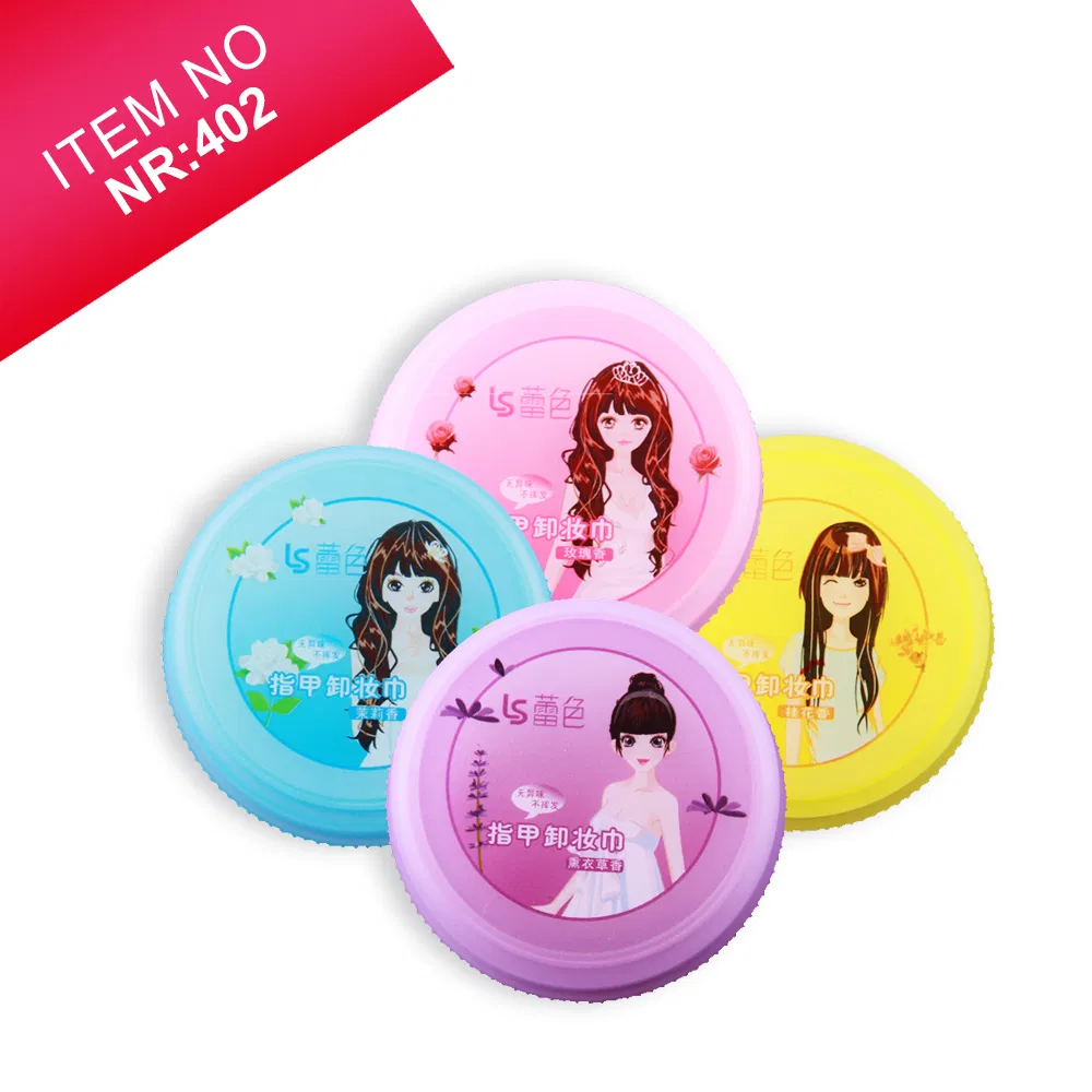 Factory Wholesale Fruit Flavor Good Quality Nail Polish Remover Wipe Pad Flower Scents