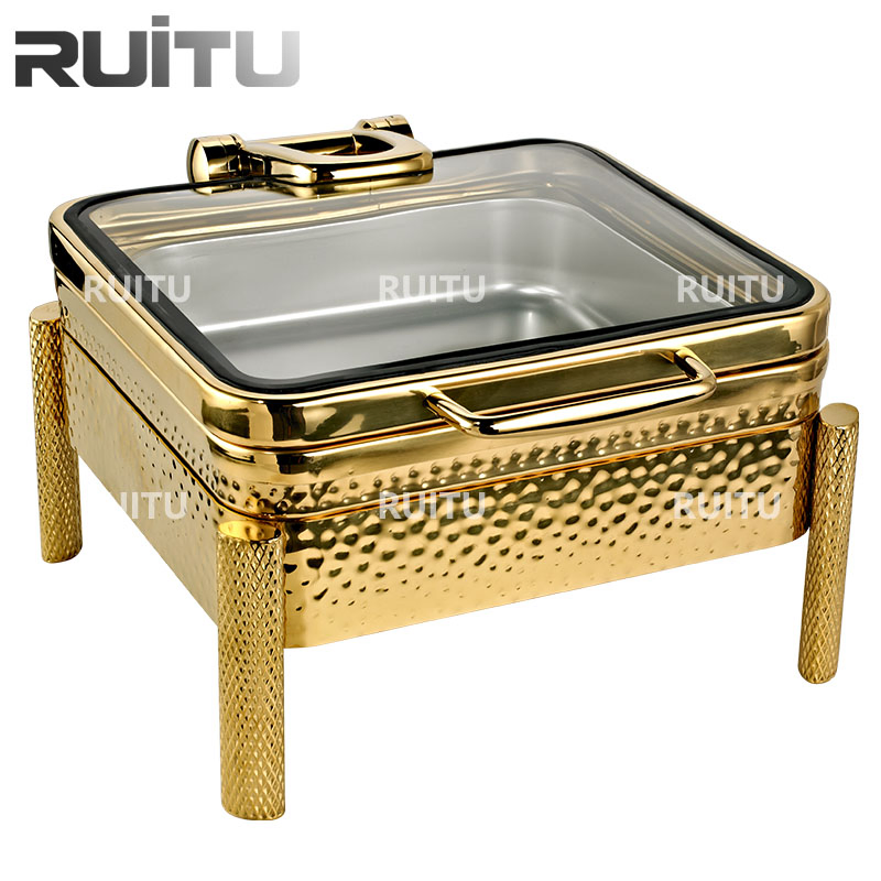 Chafer Shaffing Dish Luxury Square Hammered Hammered Buffet Chafing Dishes for Catering