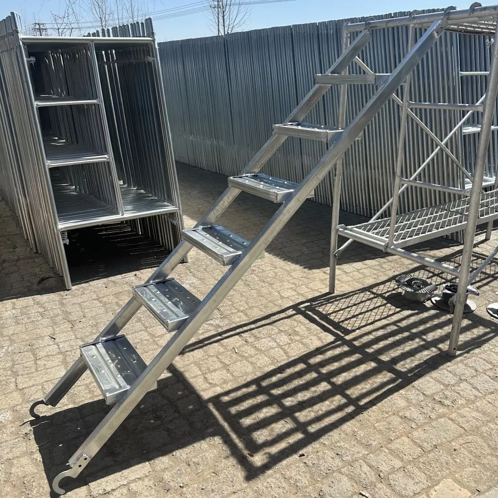 China Manufacturer Galvanized Steel H Frame Scaffolding Parts Hooked Stair Ladder