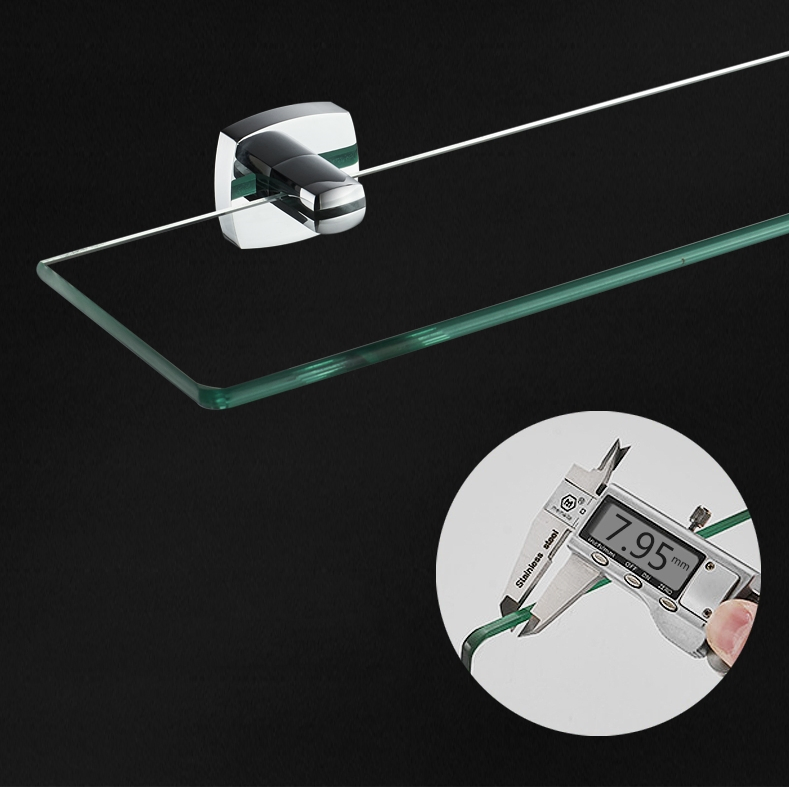 Полка для ванной из латуни и закаленного стекла