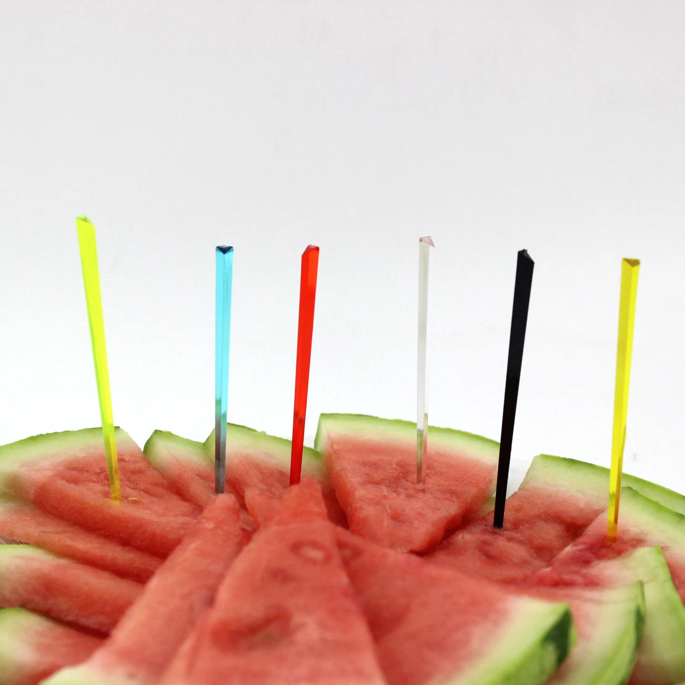 Vibrant Plastic Fruit Skewers for Ice Cream and Desserts
