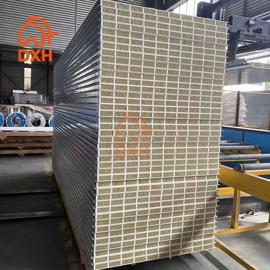 Daxiang Pre Fabrication Prefabricated House 75mm 100mm Thermal Insulation Exterior Insulation Wall Prefab Building Magnesium Oxide Rock Wool Sandwich Panel