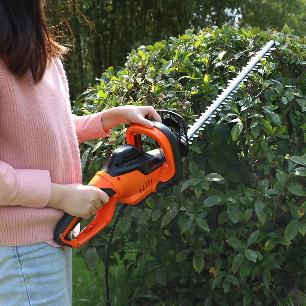 Yard Force 600W Professional Hedge Trimmer, 61cm Laser-Cut Blade & Dual Safety Switch, 55cm Cutting, Electrical Brake & Rotating Handle for Precision Gardening