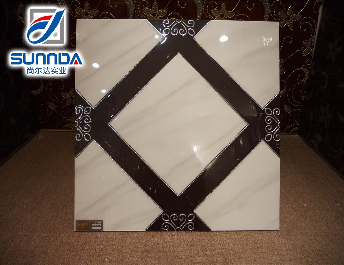 600X600 Glazed Plated Gold Flower Porcelain Tiles Crystal Surface Foshan Customized