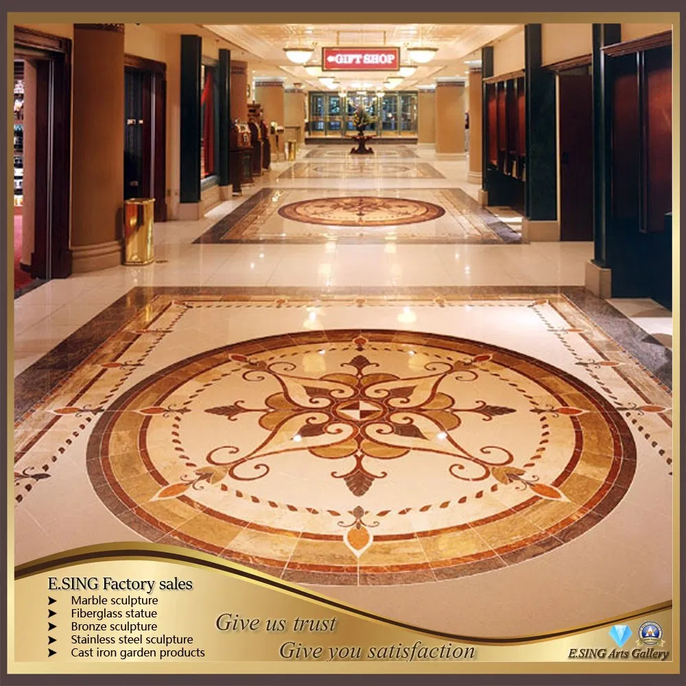 Мраморный медальон для пола с водной резкой