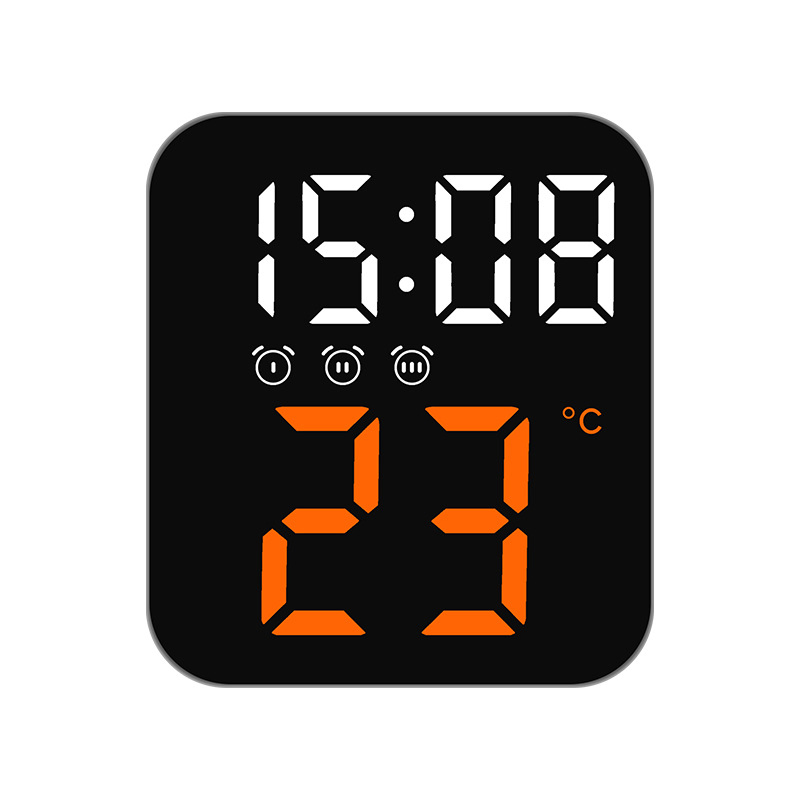 Minimalist LED Temperature Clock with Triple Alarm Features