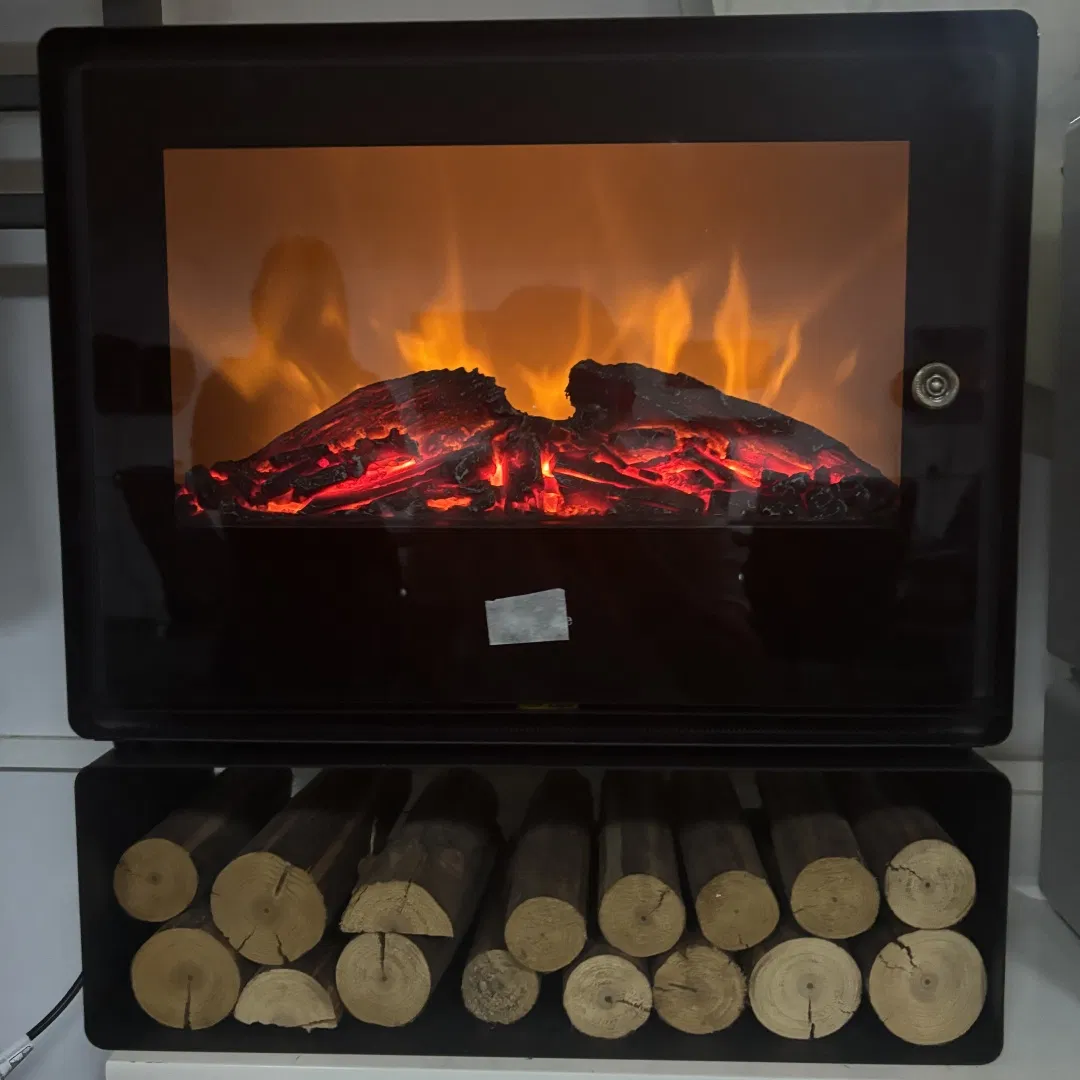 Simple Black White Manual Remote Control Free Standing Electric Fireplace