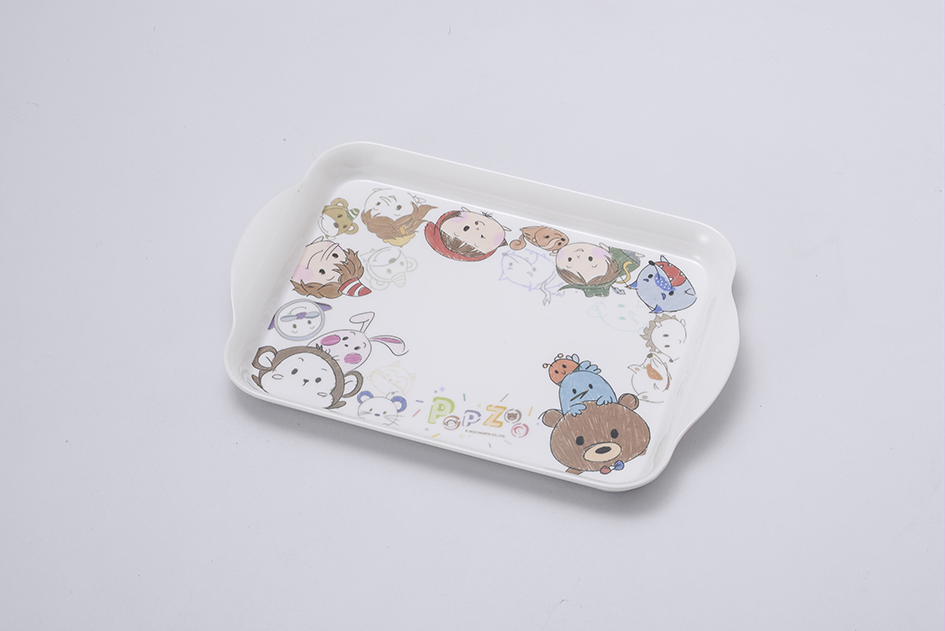 100% Melamine Tray Customizable Cartoon Pattern Kids Dinner Snack Serving Plastic Hot Selling Children Tray