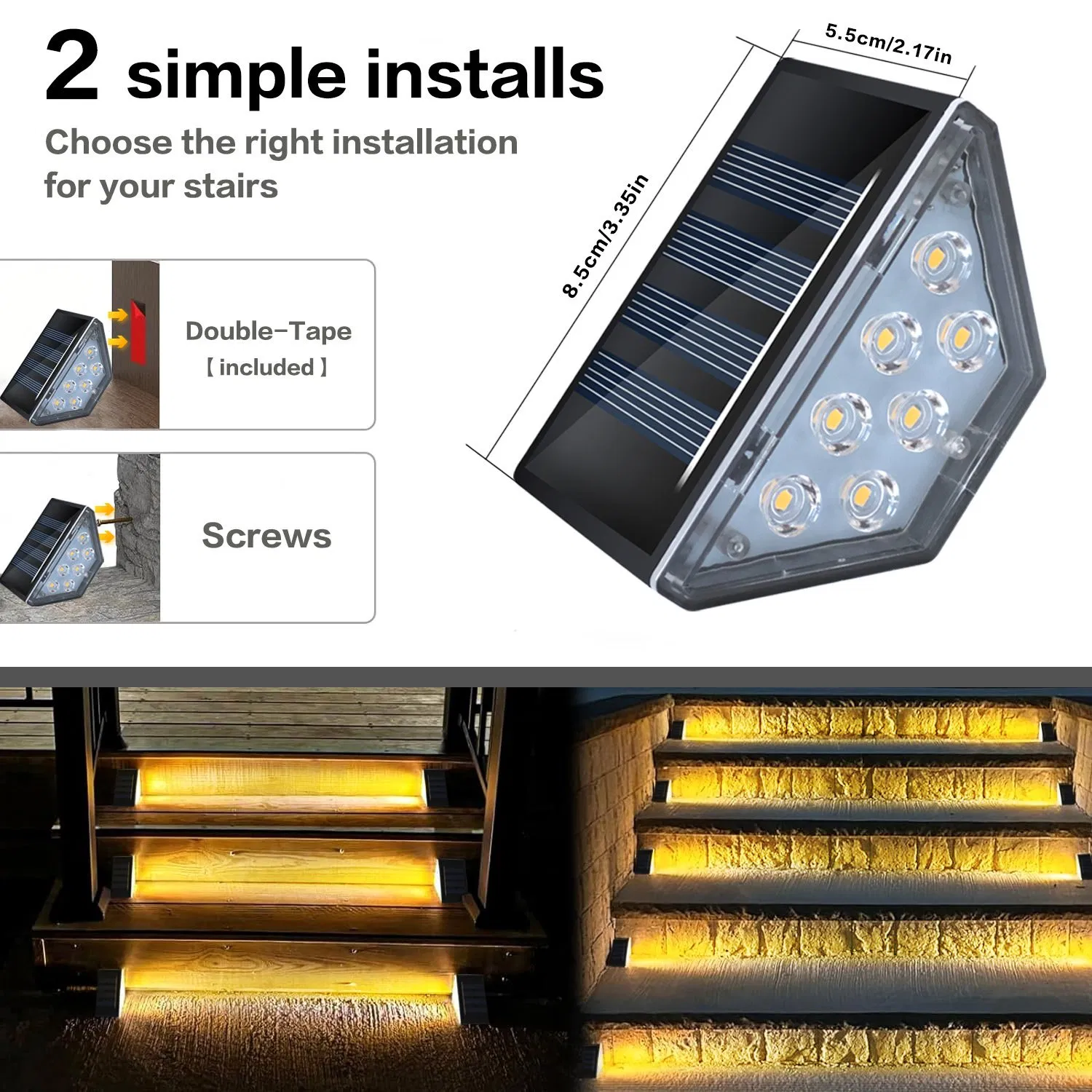 Cross-Border Solar-Powered Triangular Garden Path Solar Decoration Step Lights