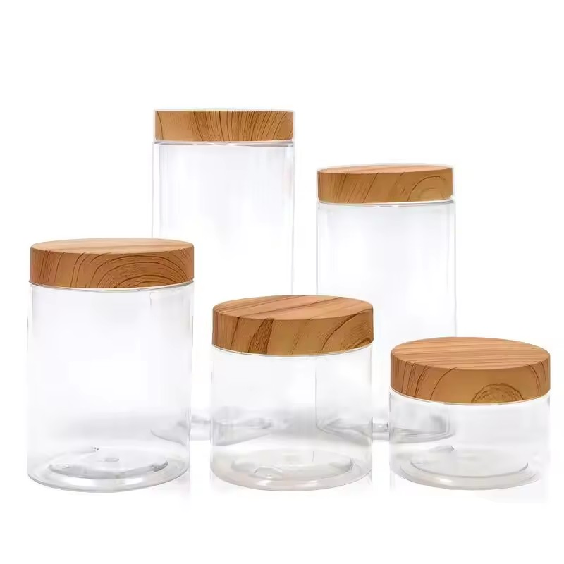 Стеклянные банки для хранения продуктов с деревянной крышкой
