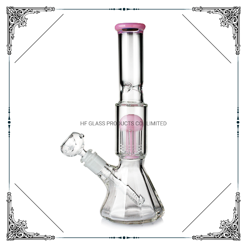 Hot Sale 12.5 Inches 8 Arms Perc Glass Pipe Diamond Base Glass Smoking Pipe Heady Hookah Wholesale Factory Glass Smoking Water Pipe
