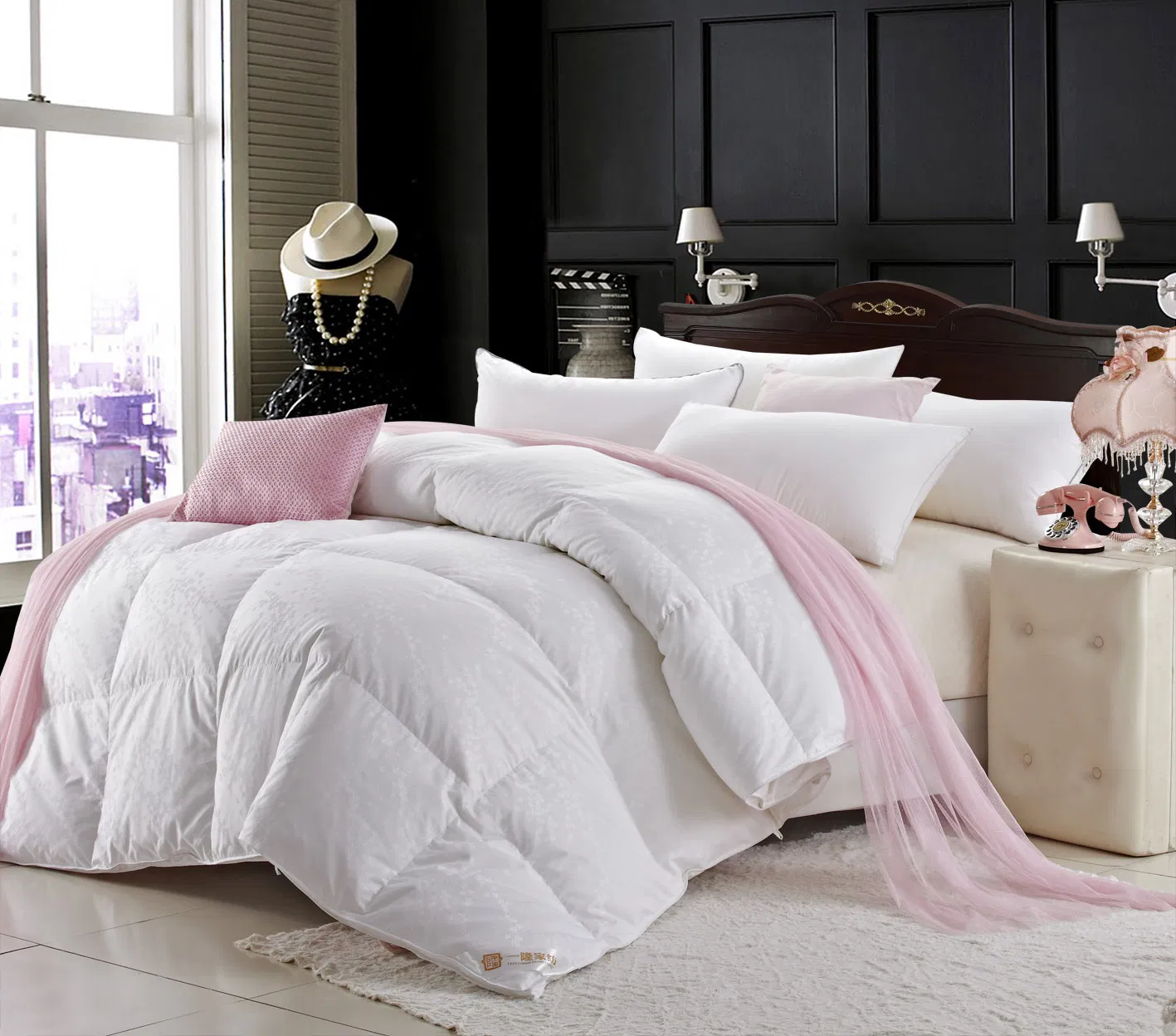 Box Stitched Quilt Pattern Comforter Shells and Pillow Shells