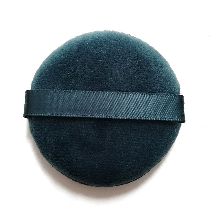 Factory Supplier Velvet Cotton Powder Puff Round Ribbon Flutter Air Cushion Sponge Makeup Velvet Flocked Sponge Puff