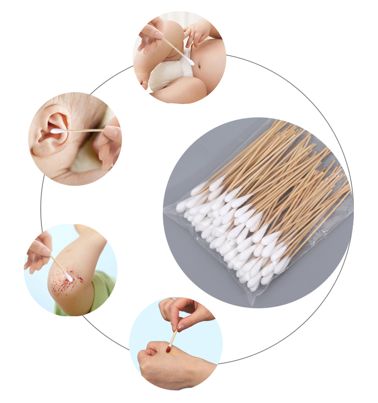 Medical Cotton Swab Wooden Stick Cotton Swab
