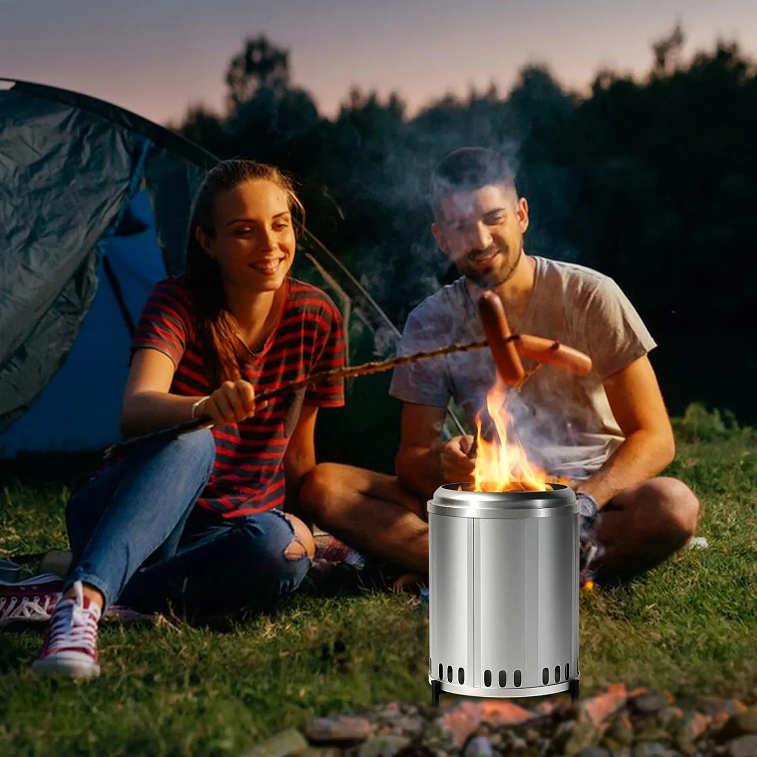 Smokeless Outdoor Aluminum Fire Pit Portable Wood Burning Carbon Fire Pit