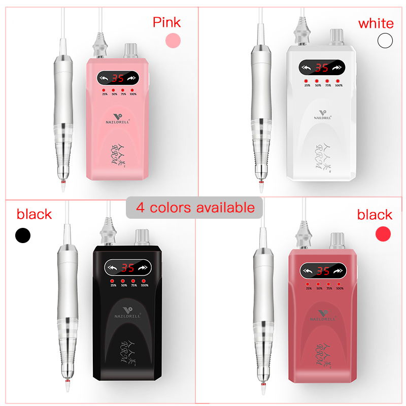 Portable Nail Drill Machine 35000rpm Rechargeable Electric Manicure Tool Nail Gel Polish