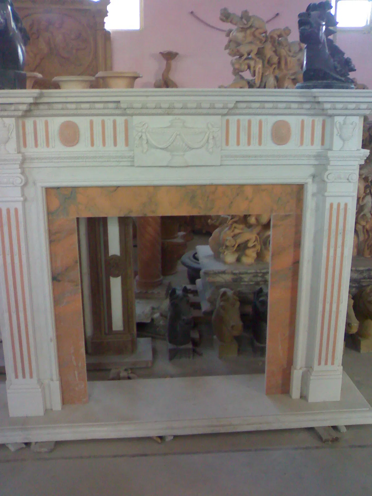 China Wholesale Limestone Interior Decoration Modern Style Hand Made Carved Marble Fireplace Mantel Design Price