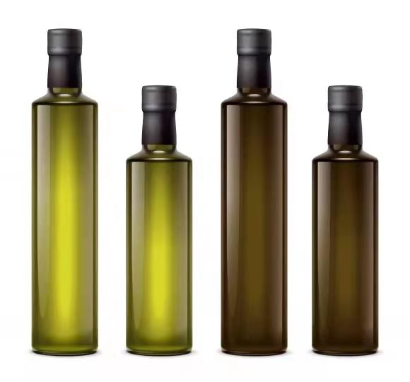 Wholesale 250ml 500ml 750ml 1000ml 1liter Empty Marasca Edible Oil Bottle Green Glass Olive Oil Bottle with Lid