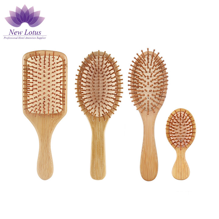 Gentle Bamboo Hair Comb Combined with Comfortable Cushioned Hair Brush