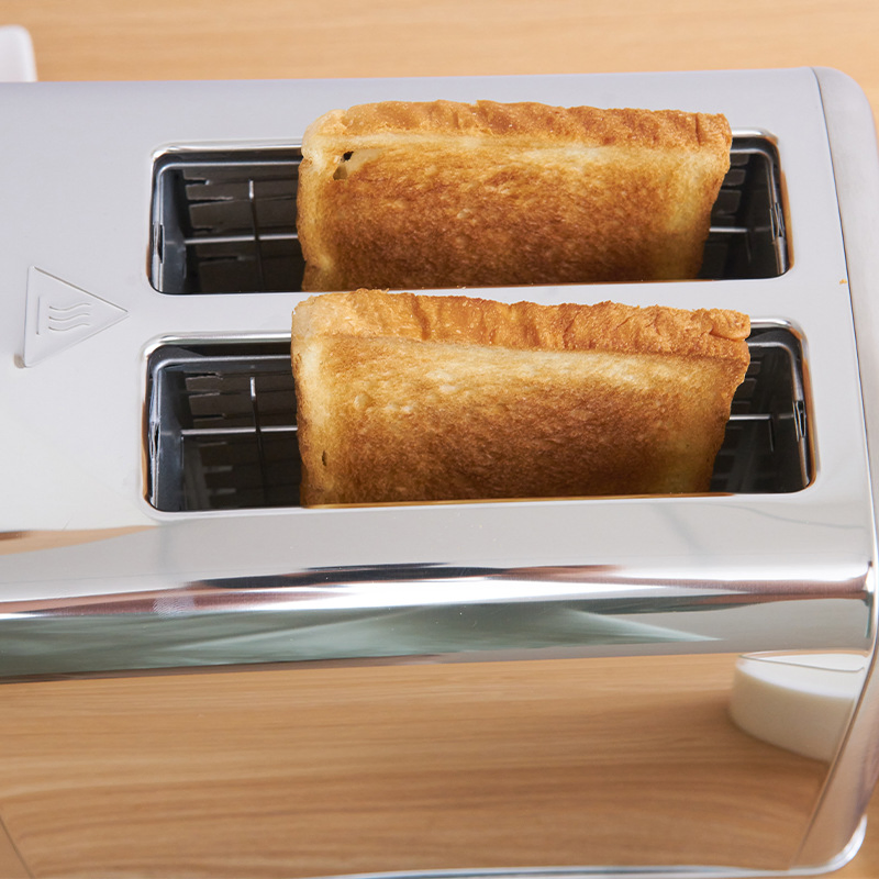 Stainless Steel Small European-Style Toaster with Display Screen Home Breakfast Toaster