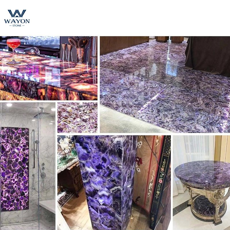 Hot Sale Luxury Purple Semi Precious Stone Gemstone for Table Top for Floor or Background Wall