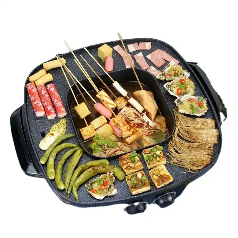 Hot Sales Korean Electric BBQ Grill with Hot Pot Multifunction Electric Skillet