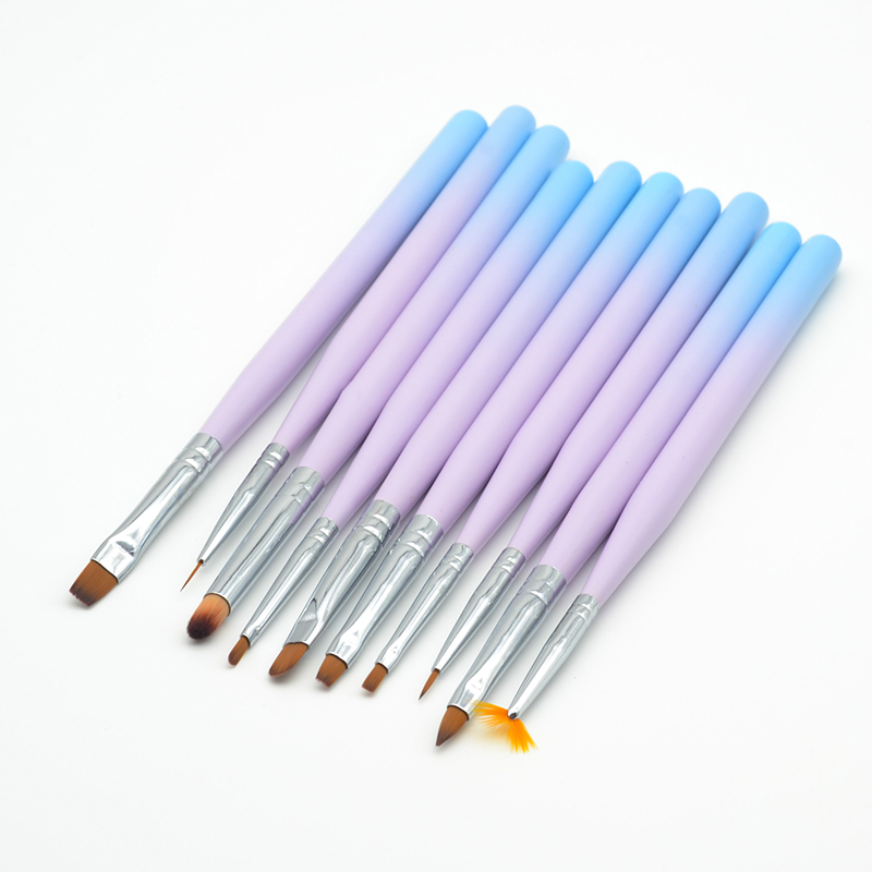 Gradient Color Guyo Nylon Brush Set with Metal Handle