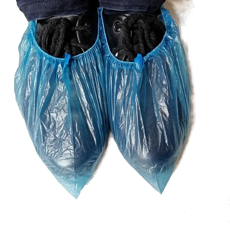 Protective Waterproof Plastic PE Nonwoven Anti Slip Blue Disposable Shoe Cover