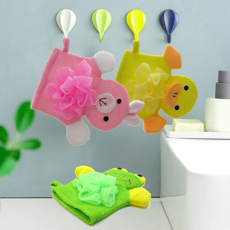 4 PCS Cartoon Terry Cloth Bath Sponge Mitt Bath Glove