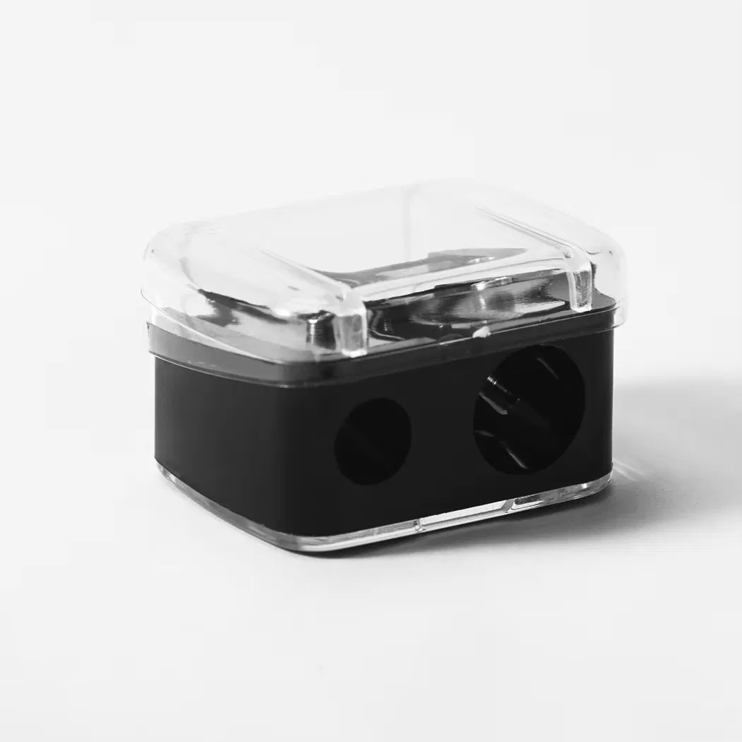 Dual-Hole Blades Plastic Makeup Pencil Sharpener with Cover Eyebrow Lip Liner