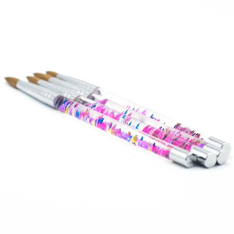 Purple Color Sequined Liquid Handle Kolinsky Sable Nail Brush