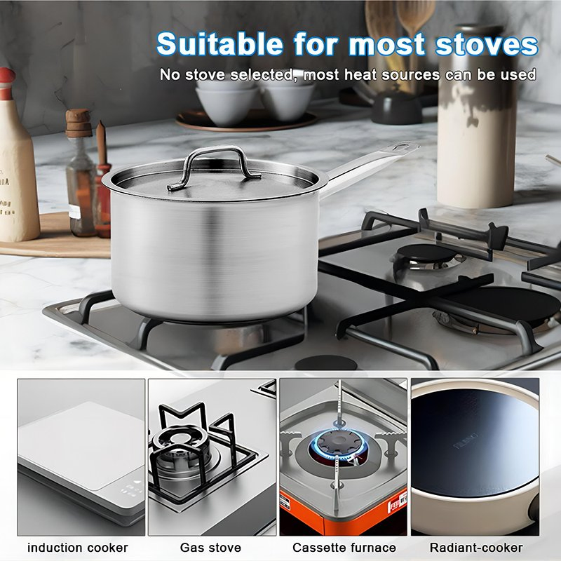 Daosheng Multifunctional 200*70mm Restaurant Kitchen Commercial Stainless Steel Composite Bottom Narrow Soup Pot Sauce Pot