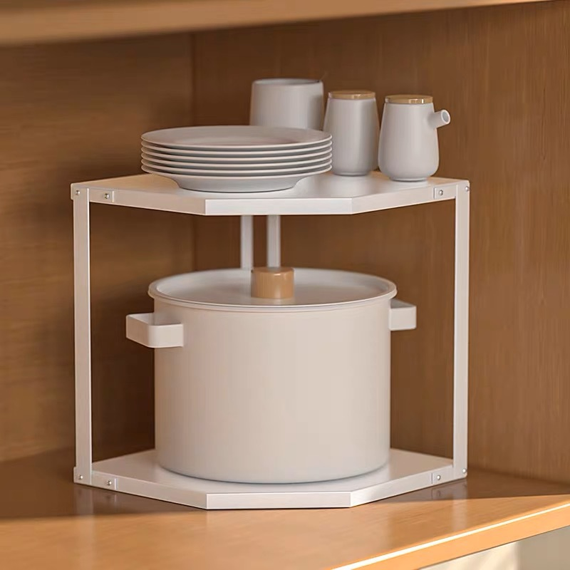 2 3 Layer Multi Functional Metal Countertop Triangle Rack Pot Seasoning Storage Rack Kitchen Rack