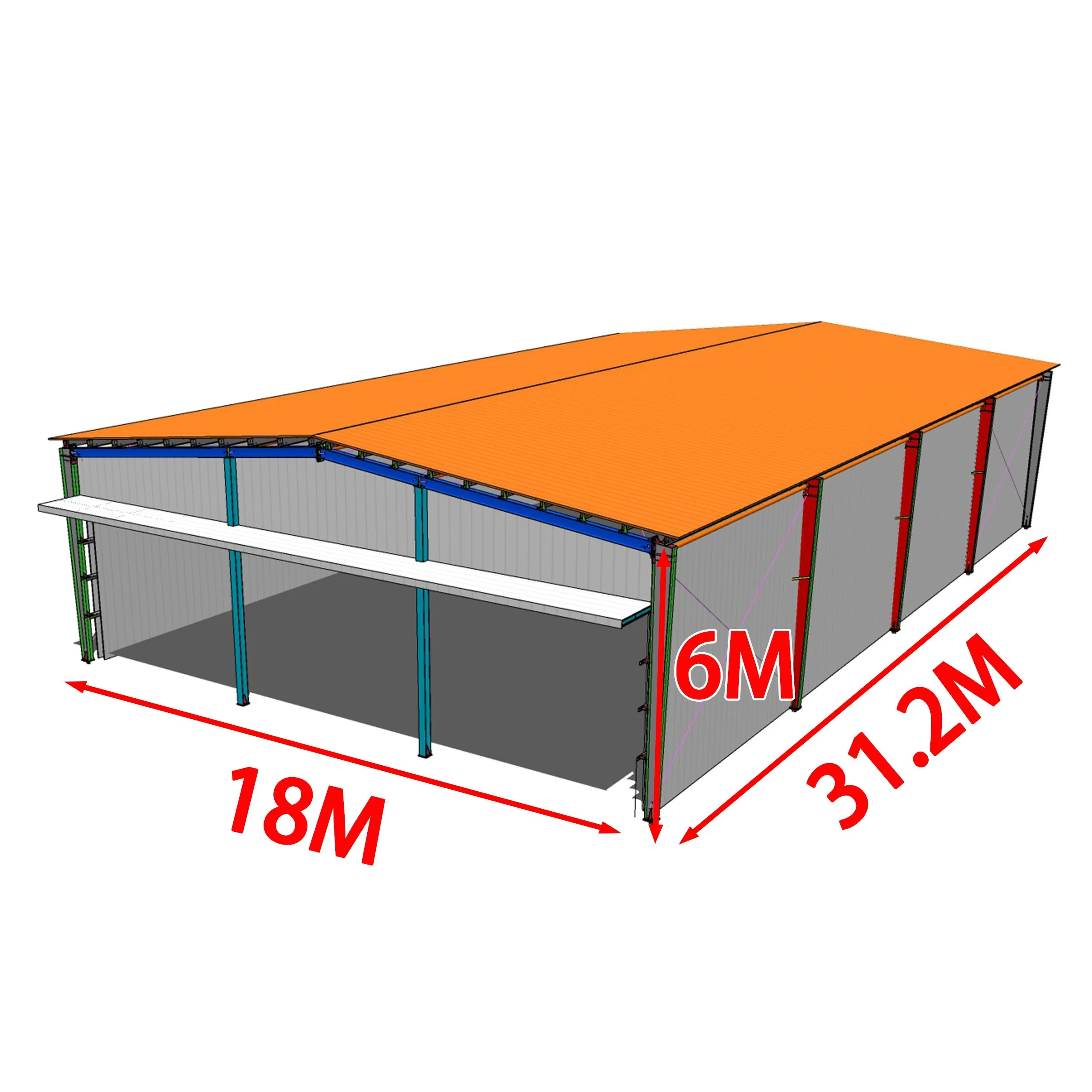 Heavy-Duty China Wholesale Customized ISO CE Steel Structure Building Material of Steel Structure Farm Warehouse Shed with Brick Wall