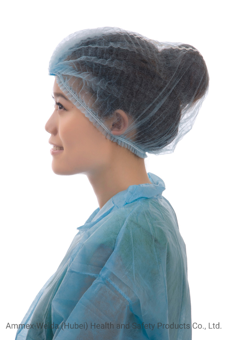 Disposable Non-Woven Mob Cap with Double Elastic Rubber Various Color and Customized Size Use for Prevent Dirt and Protect Head