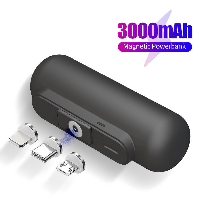 3000mAh Magnetic 3-in-1 Mini Power Bank for iPhone/Android/Micro-USB