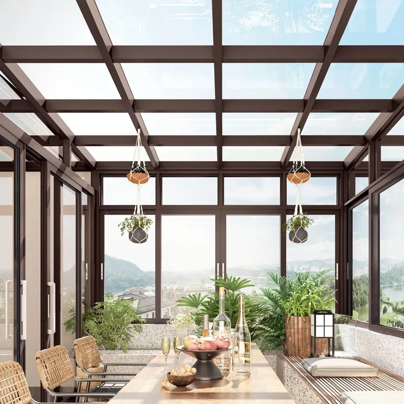 Conservatory Sunroom Luxurious Aluminum Sunroom Enclosures with Skylight for Natural Illumination
