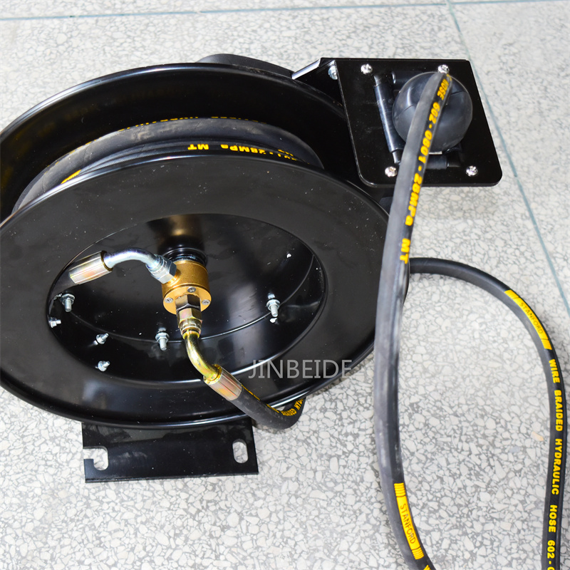 10 Meters Hydraulic Grease Hose Reel Retractable Auto Air Hose Reel Wall Mounted High Pressure Oil Hose Reel