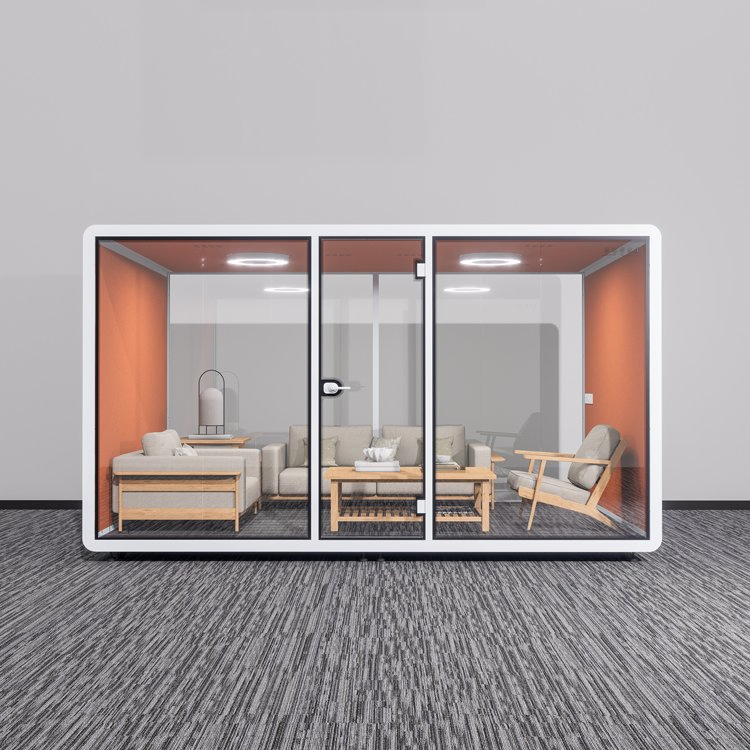 Soundproof Team Meeting Room with Power Outlets and Network Ports for Startup Coworking Space