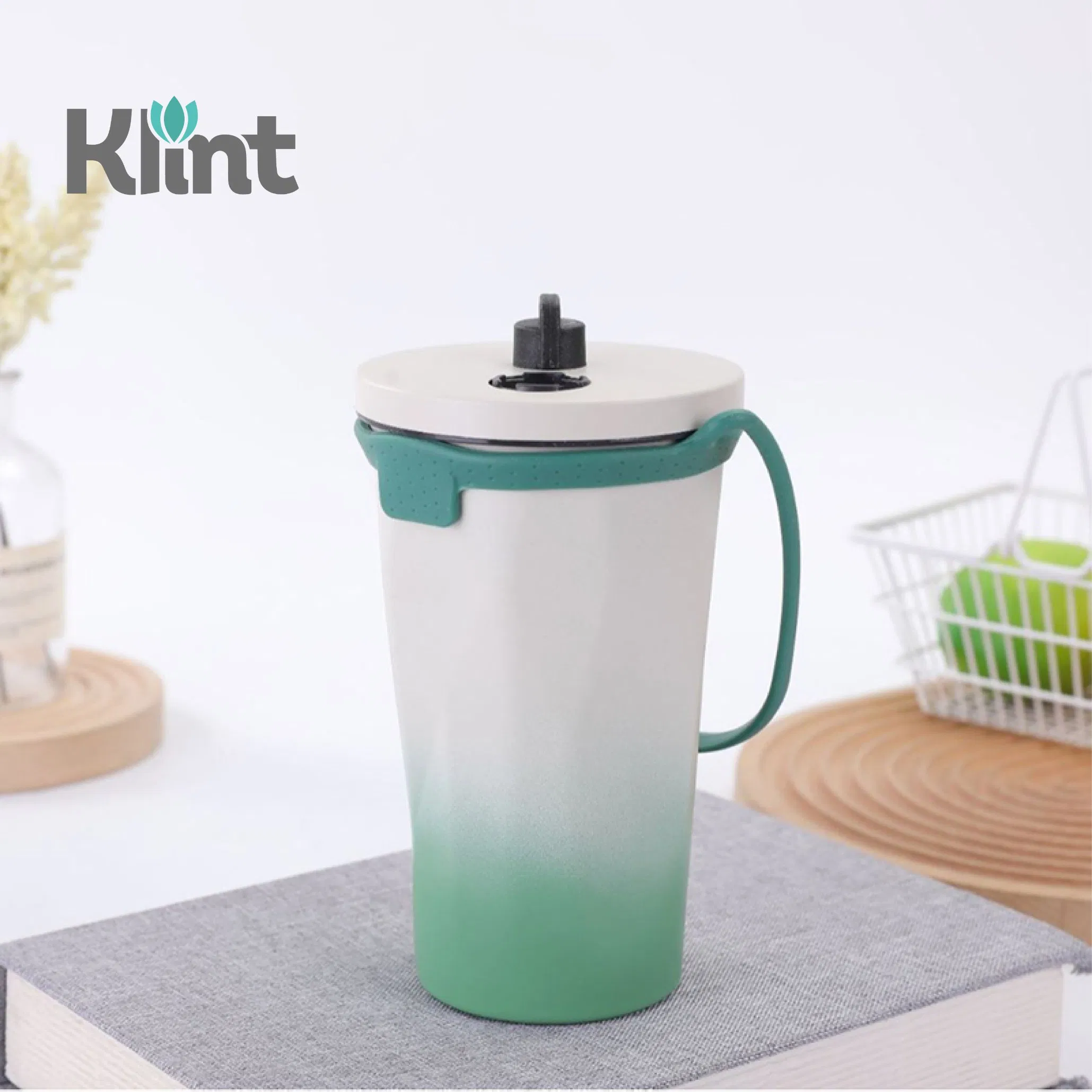 Термокружка с градиентным покрытием и выдвижной соломинкой, 600 мл