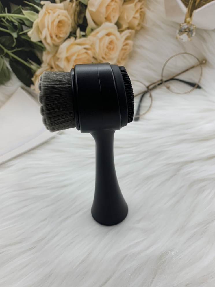 Black Color Facial Silicone Massage Brushes ABS Plastic Handle Facial Wash Brush