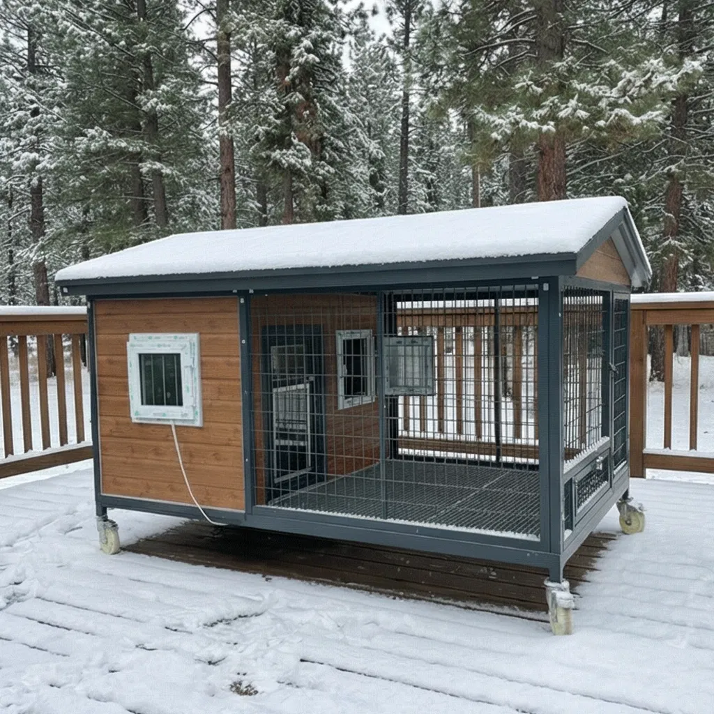 Outdoor Solid Wood Dog Cage Large Dog House Rain and Sun Protection